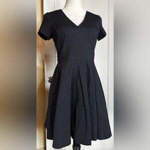 Banana Republic Skater Dress pleated Circle Skirt flirty feminine cocktail noir